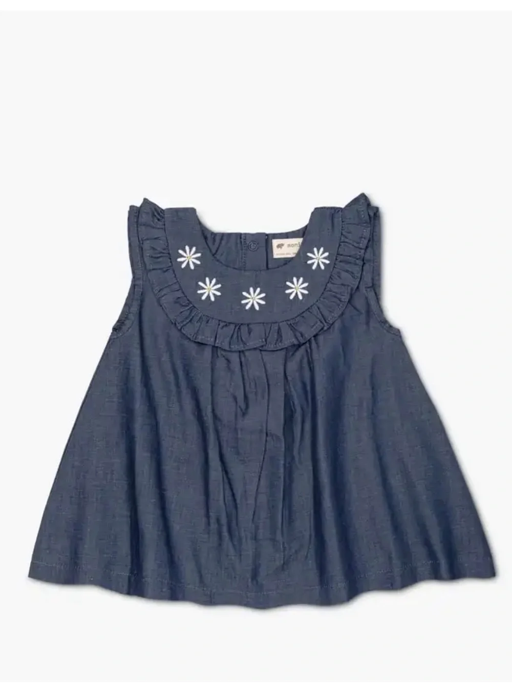 EUC Monica + Andy Embroidered Bib Chanbray Dress